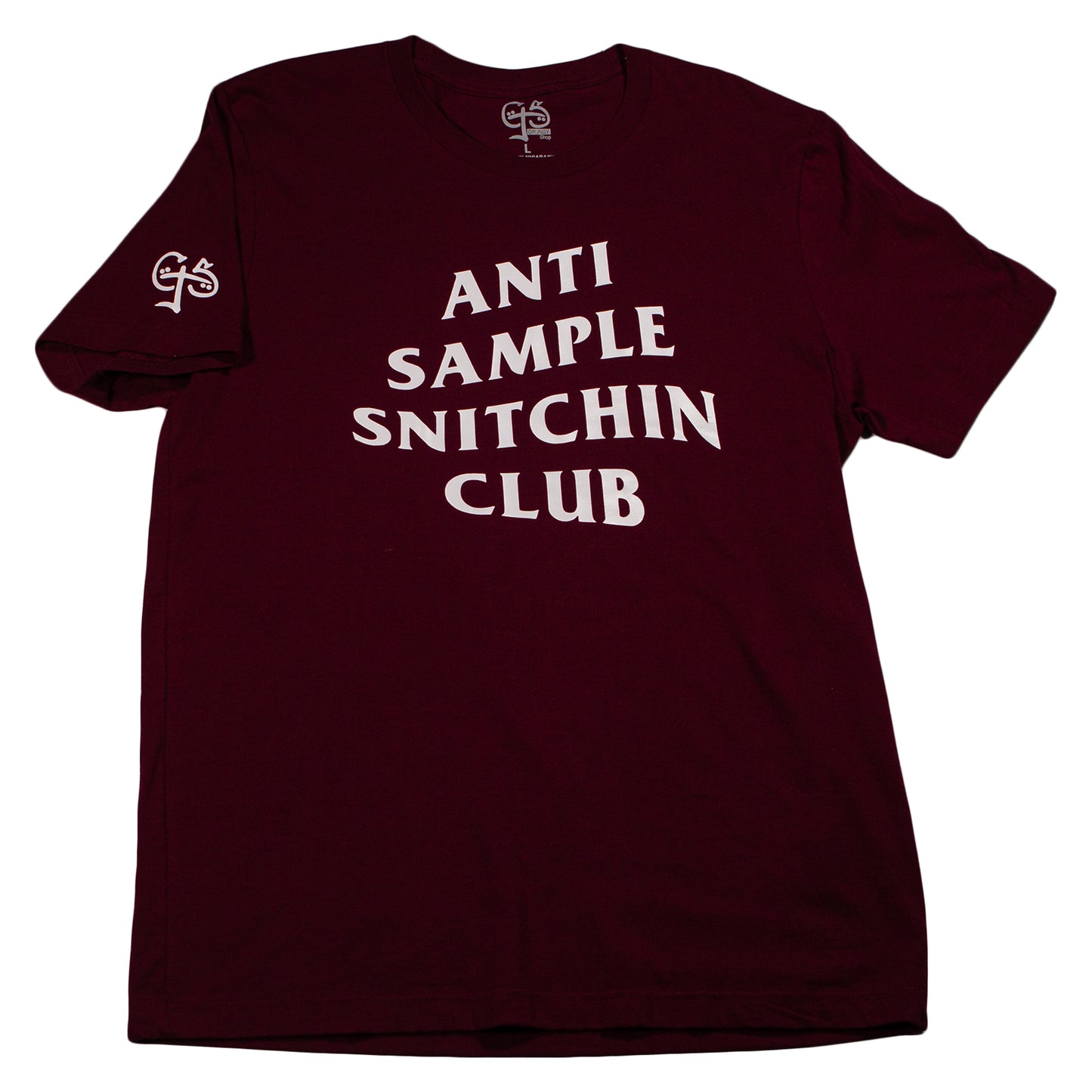Anti Sample Snitchin Club T-Shirt (Maroon/White)
