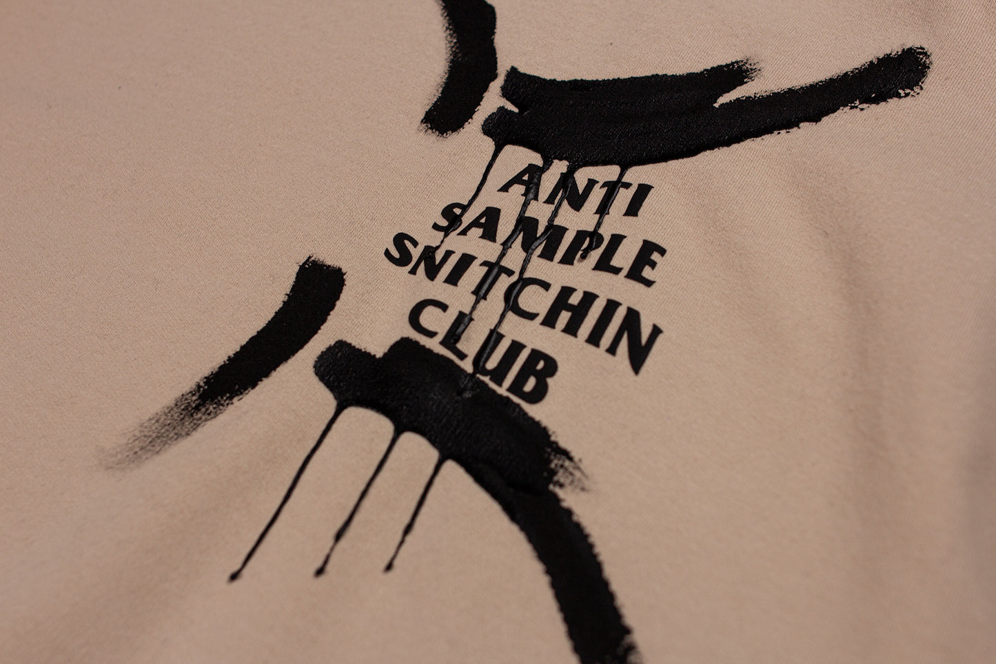 Anti Sample Snitchin Club One Of One Hand Painted Crewneck Sweater (Sand/Black/Black Paint)