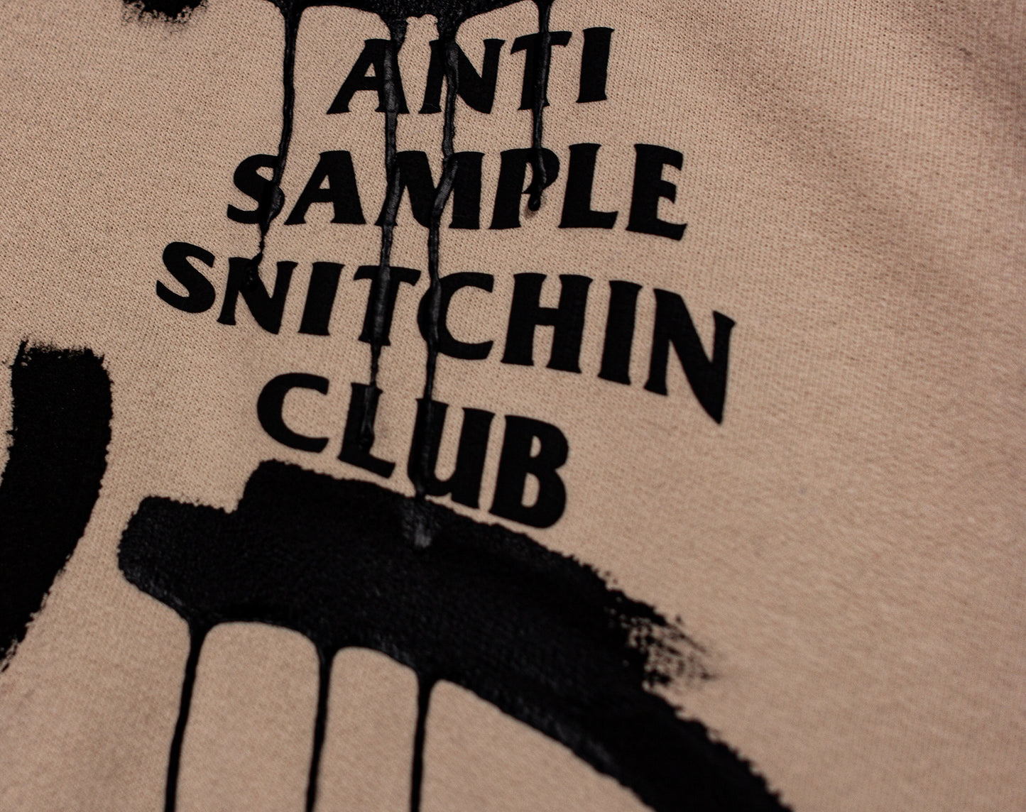 Anti Sample Snitchin Club One Of One Hand Painted Crewneck Sweater (Sand/Black/Black Paint)