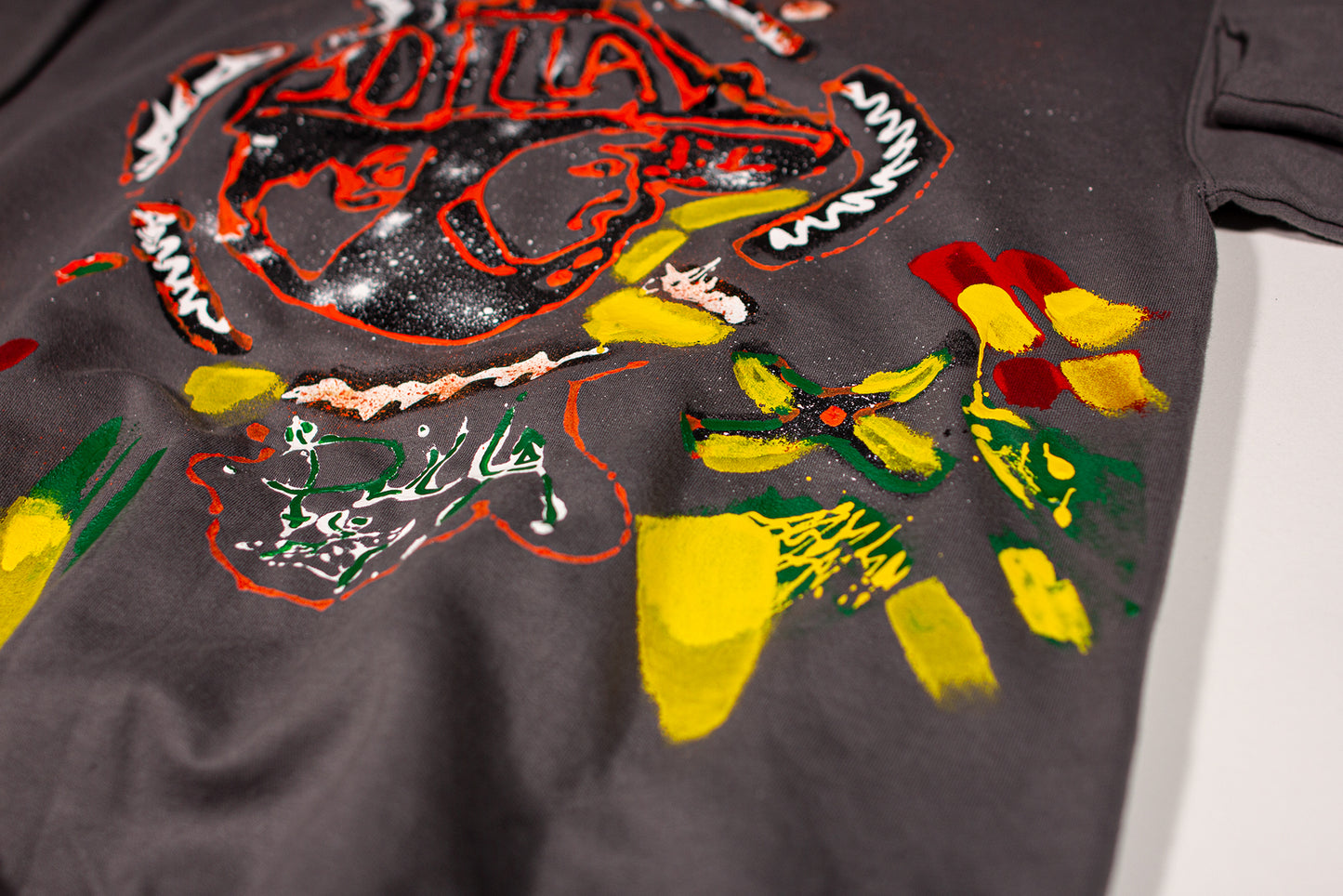 J Dilla One Of One Hand Painted Crewneck Sweater (Charcoal/Black/Multicolored Paint)