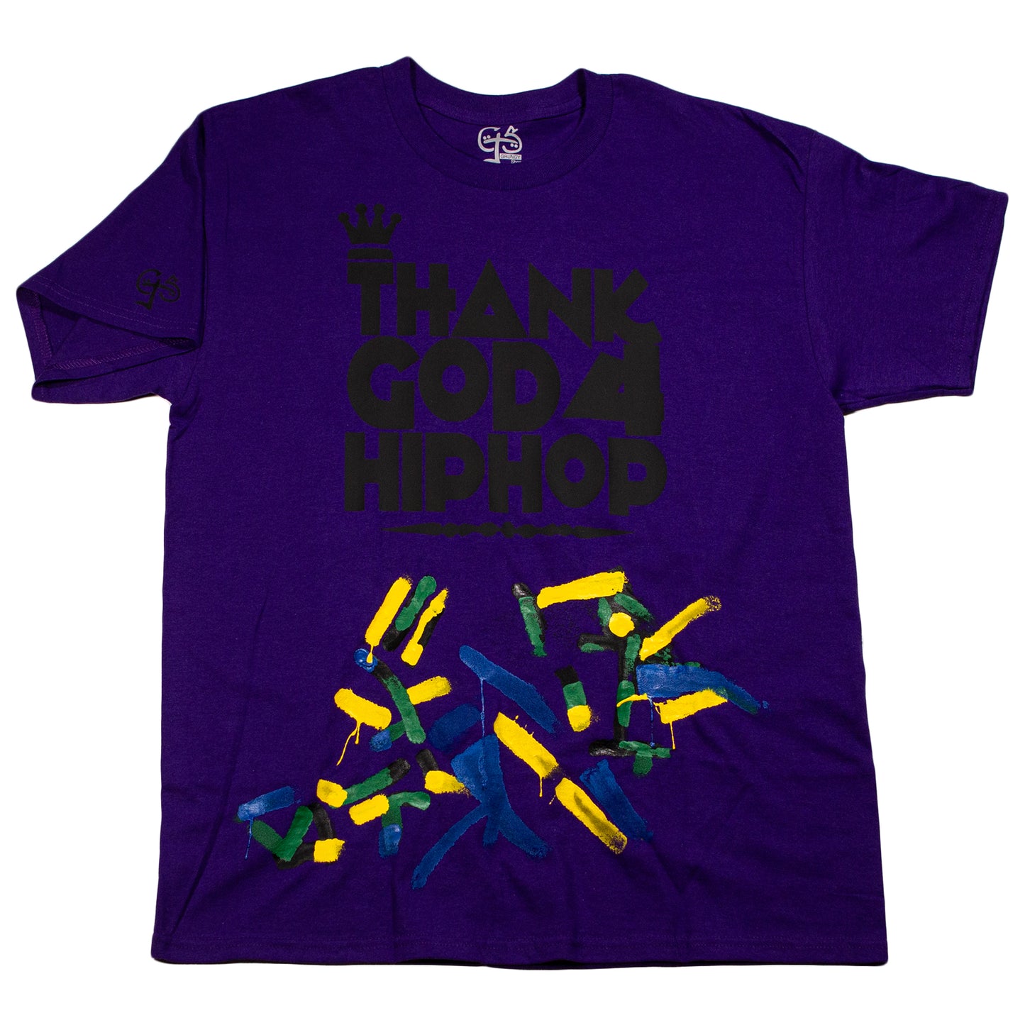 Thank God 4 Hip Hop One Of One Hand Painted T-Shirt (Purple/Black/Multicolored Paint)